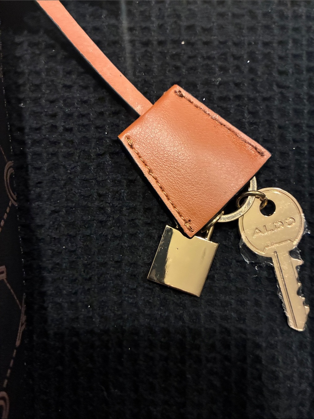 Aldo Black Logo-Print Crescent Shoulder Bag with Tan Strap - Picture 2 of 4